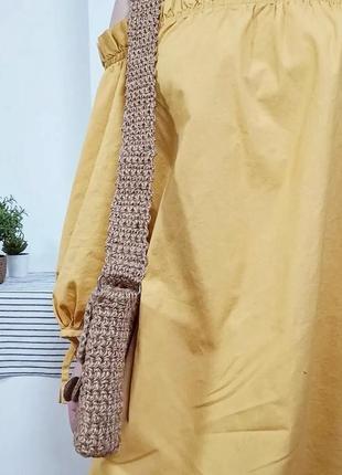 Вязанный из джута клатч-сумка с пуговицей из настоящего жолудя3 фото