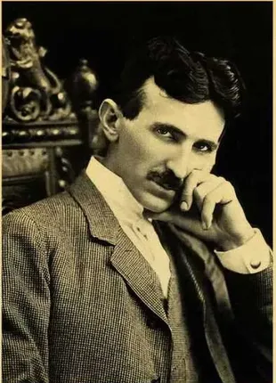 Плакат постер на крафтовому папері декор бар нікола тесла nikola tesla 42х30 см