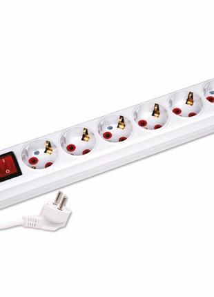 Удлинитель 6 гнезда 3 м с заземлением и кнопкой