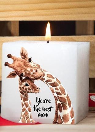 Декоративна свічка на подарунок для мами you're the best mom8 фото