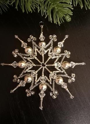 Сріблясті , золотаві, райдужні ялинкові сніжинки. ручна робота.3 фото