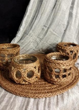 Декоративные подсвечники. ручная работа. джут.