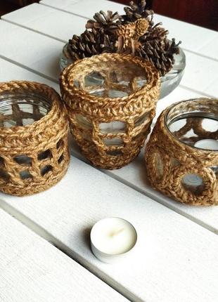 Декоративные подсвечники. ручная работа. джут.
