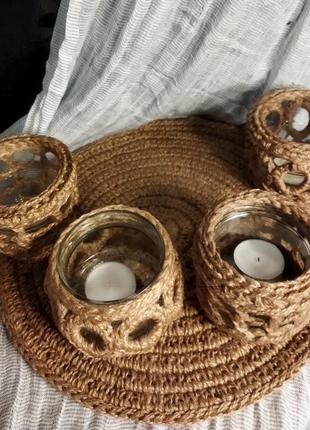 Декоративные подсвечники. ручная работа. джут.