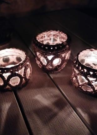 Декоративные подсвечники. ручная работа. джут.