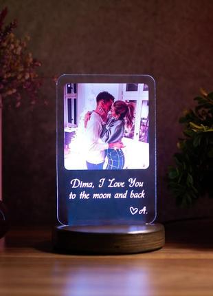 Фото светильник с фотографией на акриле, уникальный подарок подруге или другу