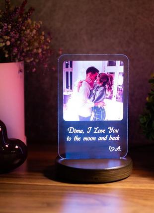 Фото світильник з фотографією на акрилі, унікальний подарунок подрузі або другу2 фото