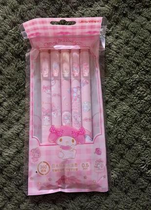 Набір з 5 гелевих ручок з мелоді pens sanrio my melody hello kitty kuromi pompompurin cinnamoroll