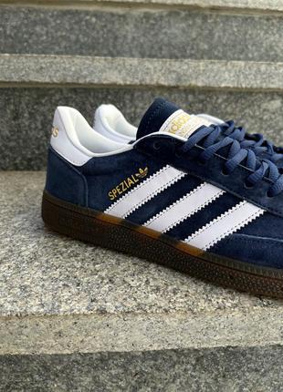 Кроссовки adidas spezial blue/white синие женские / мужские6 фото