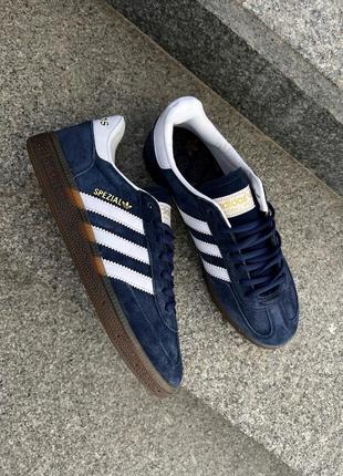 Кроссовки adidas spezial blue/white синие женские / мужские10 фото