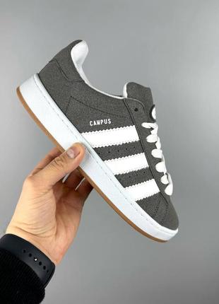 Женские кроссовки адидас кампус серые с белым / adidas campus grey white7 фото