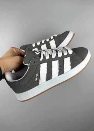 Женские кроссовки адидас кампус серые с белым / adidas campus grey white5 фото