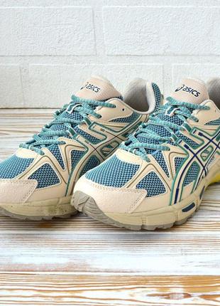 Молодіжні чоловічі кросівки фірми asics gel-kahana асиксі асик бежевий з бірюзовим шкіра + текстиль у розмірах бренда преміум5 фото