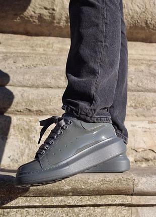 Alexander mcqueen grey, кросівки александр маквін сірі, преміум.