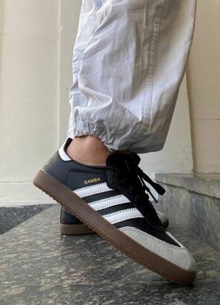 Кросівки adidas samba black white grey чорні жіночі / чоловічі