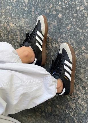 Кросівки adidas samba black white grey чорні жіночі / чоловічі10 фото