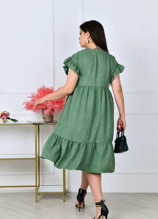 Модна жіноча сукня лляна батал розміри з 48 по 58 новинка 20248 фото