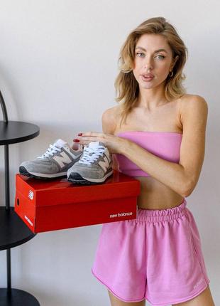 Жіночі кросівки new balance 574 gray pink