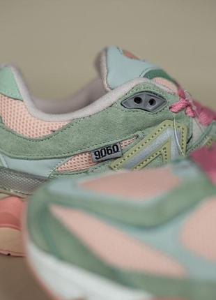 New balance 9060 light green pink женские кроссовки 320 беленс розовые5 фото