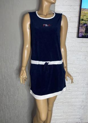 Короткое спортивное платье махровое платье fila, s1 фото
