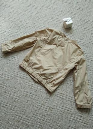 Бежевая укороченная ветровка курточка bershka 100% коттон размер s/xs2 фото