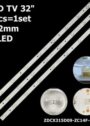 Led підсвітка tv 32" 3v 9-led 632mm zdcx315d09-zc14f-01 303cx315034xs1263 303cx315034 cx315dledm 3шт.