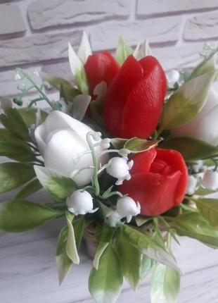 Композиція з мильних кольорів тюльпанів4 фото