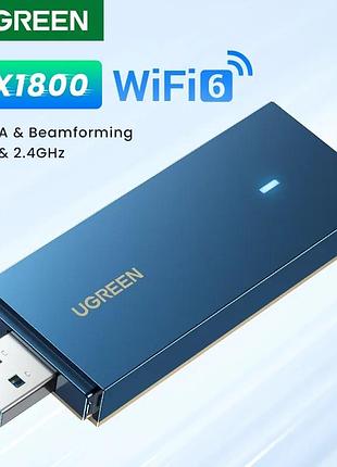 Ugreen ax1800 cm499 дводиапазонний wifi6 адаптер usb3.0 2.4/5ghz