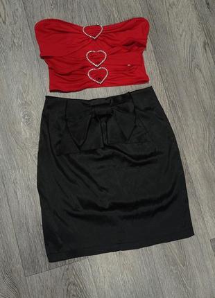 Атласная сатиновая юбка с бантом oodji размер хс-с4 фото