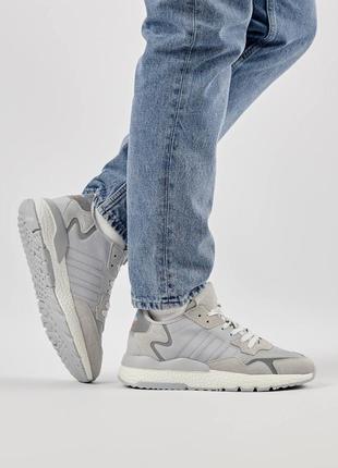 Мужские кроссовки в стиле adidas nite jogger адидас / демисезонные / весенние, летние, осенние / замша, текстиль / черные, белые, серые4 фото