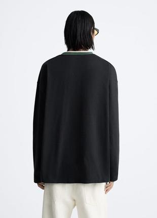 Zara лонгслив з подвійним коміром, футболка з довгими рукавами, світшот, реглан, кофта, светр, лонгслів2 фото