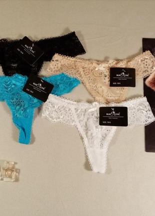 Кружевные трусы стринги blue rose