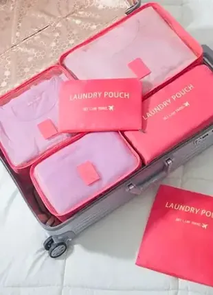 Комплект дорожніх органайзерів для подорожей laundry pouch travel (6 шт)9 фото