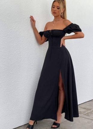 Модна жіноча сукня літня довга чорна   новинка 2024