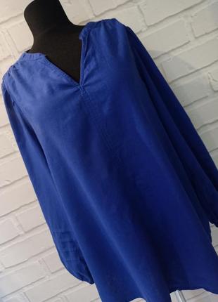 Рубашка блуза цвета индио m&amp;s натуральный состав лен вискоза размер 185 фото