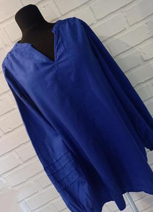 Сорочка блуза кольору ііндіо m&s натуральний состав льон віскоза розмір 183 фото