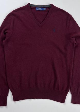 Ralph lauren burgundy v neck sweater джемпер светр