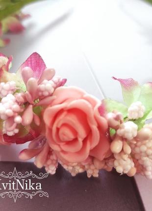 Нежно персиковый веночек из роз фоамирана на фотосессию, день рождения или на каждый день8 фото