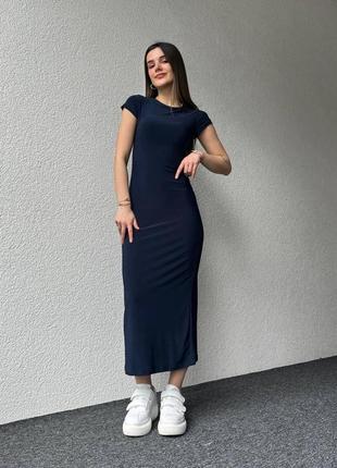 Модна жіноча сукня довга синя новинка 20245 фото