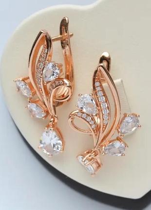 Серьги с цирконами (медицинское золото)