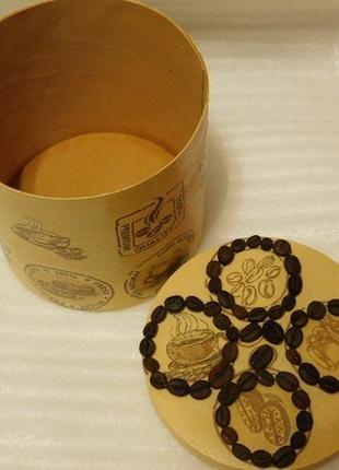 Эко коробка из букового шпона. кофейный декупаж с натуральными зернами.3 фото