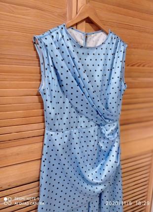 Красиве голубе плаття в горошок6 фото