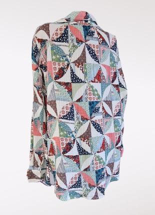 Классная женская рубашка печворк из марлевого коттона /tu clothing patchwork print shirt / оверсайз4 фото