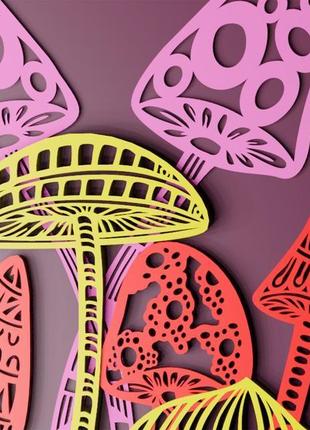 Набор для творчества деревянная 3d раскраска фантастические грибы, 20 * 29 см9 фото