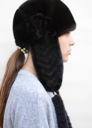 Жіноча зимове норкова шапка вушанка2 фото