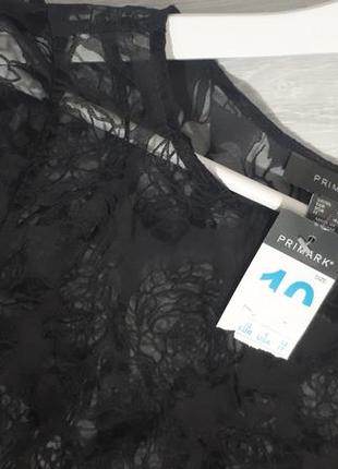 Чорна блуза з квітковим принтом primark/чорна блуза з об'ємними рукавами8 фото