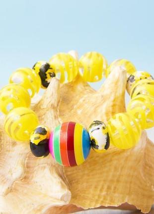 Солнечный браслет. желтый с прозрачным летний пляжный браслет1 фото