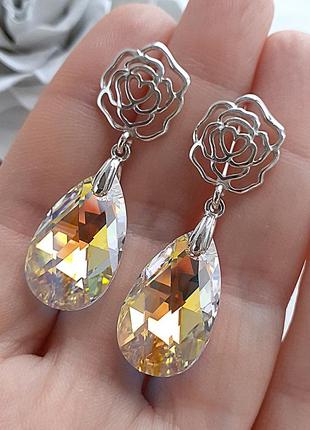 Серьги гвоздики swarovski4 фото