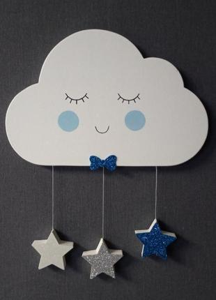 Хмарина в дитячу кімнату. декор на стіну. хмарки і зірочки1 фото