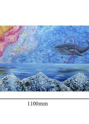Картина маслом на холсте "полет кита" 50х1107 фото